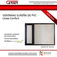 Paño Fijo de PVC Linea Confort Negro Jet Black de 0,60 x 1,10 con DVH - Aberturas Carber