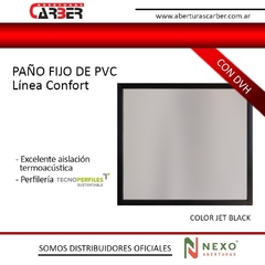 Patagonica / Sureña de PVC con DVH de 1,50 x 1,10 Linea Confort color Negro Jet Black - Aberturas Carber