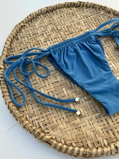 Tanga Cortininha Tira Dupla - Azul - comprar online