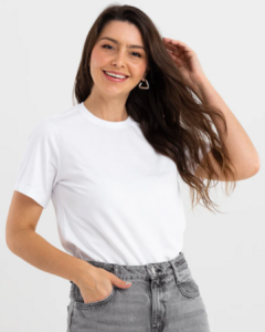 Camiseta Feminina Gola Careca - Branca