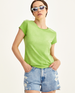 Baby Look Feminina Gola Careca Stone - Verde - G