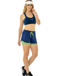 Shorts Run String - Azul Marinho/Verde - comprar online