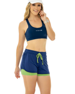 Shorts Run String - Azul Marinho/Verde