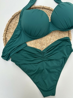 Conjunto Plus Size: Top Meia Taça Alça Larga & Tanga Alta com Barra Franzida - Tam G4 - comprar online