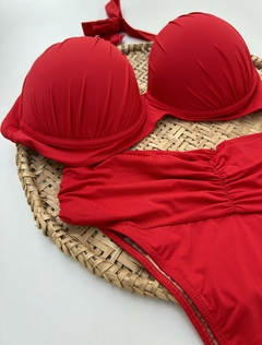 Conjunto Plus Size: Top Meia Taça Alça Larga & Tanga Alta com Barra Franzida - Tam G3 na internet