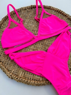 Conjunto Cortininha Fixo e Tanga Asa Delta - Pink - Tam M - comprar online