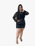 Conjunto Body Tule Preto Liso Plus Size + Saia Cirre Ziper