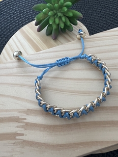 Pulseira Corrente Macrame Azul - comprar online