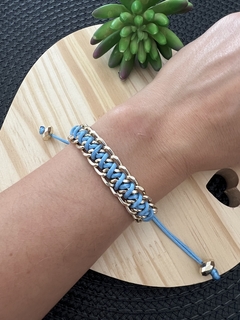 Pulseira Corrente Macrame Azul