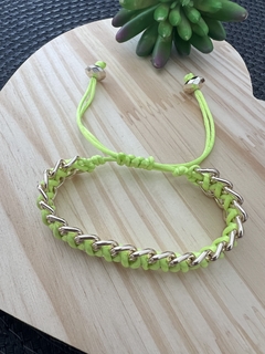 Pulseira Corrente Macrame Verde Neon - comprar online