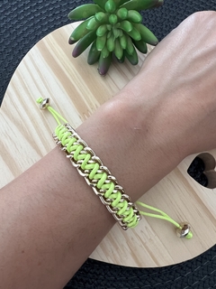 Pulseira Corrente Macrame Verde Neon