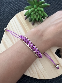 Pulseira Corrente Macrame Lilas