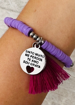 Pulseira Fimo Lilás Hoponopono - comprar online