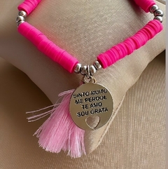 Pulseira Fimo Rosa Hoponopono - KaBijukas