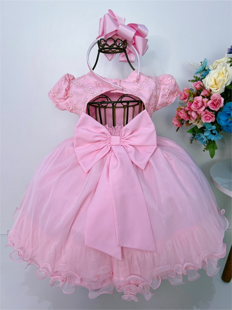 Vestido Infantil Vermelho Renda Princesas Realeza Luxo Festa