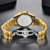 Relógio Masculino Lige 10045 Dourado Quartzo Casual Em Aço Inoxidável - loja online