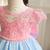 Vestido de Festa Infantil Azul e Rosa de Aniversário de Realeza na internet