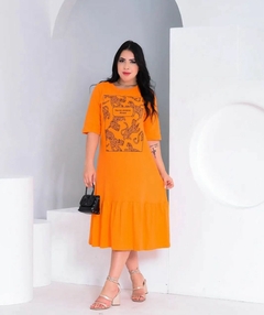 Vestido mid babado em algodão - comprar online