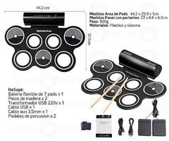 Bateria Electronica Redoblante Flexible Doble Pedal 7 Pads - dotPix Store