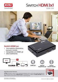 Switch Hdmi 3x1 Control Remoto Selector 3d Full Hd Tv Kolke en internet
