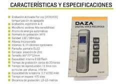Grabador De Voz Digital Daza 8gb Mp3 Usb Microfono Stereo - comprar online