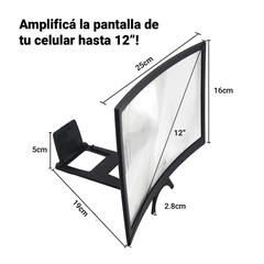 Amplificador de pantalla para celular lupa hasta 12" soporte base - comprar online