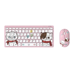 Combo de teclado y mouse inalámbricos para chicos. Color rosa.