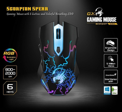 Mouse Gamer Gx Scorpion Spear 6 Botones Rgb 2000 Dpi - tienda online