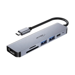Hub USB Adaptador 6 en 1 conexion tipo C 4k Netmak NM-6EN1