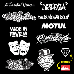 Kit 10 Adesivos Grau Osascorte Puxou Cortou Favela Venceu na internet