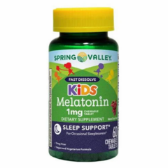 Melatonina infantil Spring Valley 1 mg Kids - 60 pastilhas mastigáveis sabor uva