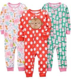 Conjunto 3 macacões pijama algodão 4T - Carter´s