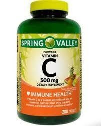 Vitamina C 500 mg - 200 comprimidos mastigáveis - Spring Valley