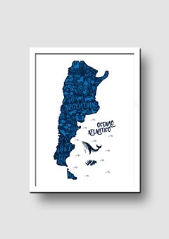 Cuadro Mapa Argentina Azulada - Memorabilia