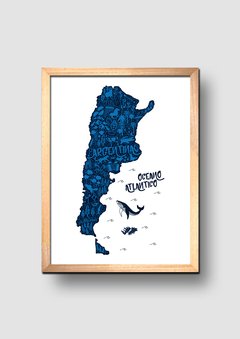 Cuadro Mapa Argentina Azulada - comprar online