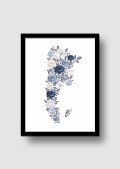 Cuadro Mapa Argentina Flores Azules Acuarela en internet