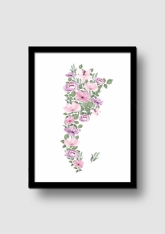 Cuadro Mapa Argentina Flores Rosas Acuarela en internet
