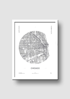 Cuadro Mapa Circular Chicago - Memorabilia