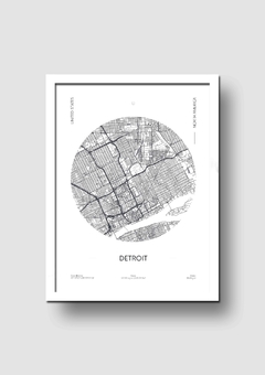 Cuadro Mapa Circular Detroit - Memorabilia