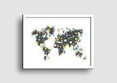 Cuadro Mapa Mundo Colores Flores - Memorabilia