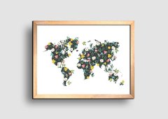 Cuadro Mapa Mundo Colores Flores - comprar online