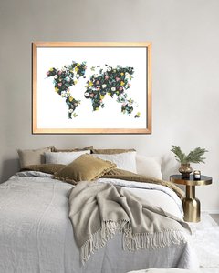 Cuadro Mapa Mundo Colores Flores