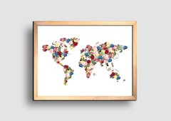 Cuadro Mapa Mundo Flores - comprar online