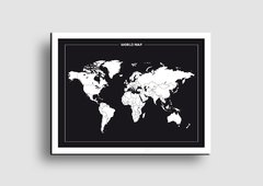 Cuadro Mapa Mundo Negro - Memorabilia