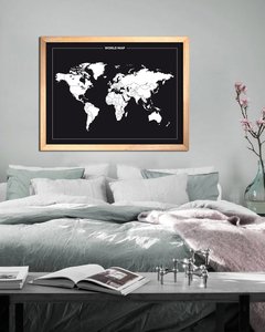 Cuadro Mapa Mundo Negro