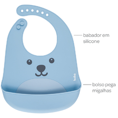 BABADOR DE SILICONE COM PEGA MIGALHAS GUMY AZUL - BUBA - comprar online