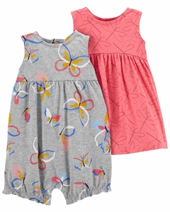 KIT ROMPER E VESTIDO BORBOLETAS - CARTERS