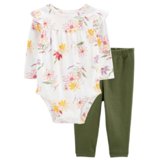 BODY E CALÇA FLORAL VERDE MUSGO - CARTERS