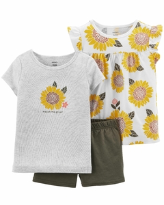 KIT 3 PEÇAS BLUSAS GIRASSOL E SHORT MUSGO - CARTERS