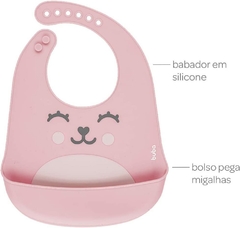 BABADOR DE SILICONE COM PEGA MIGALHAS GUMY ROSA - BUBA - comprar online